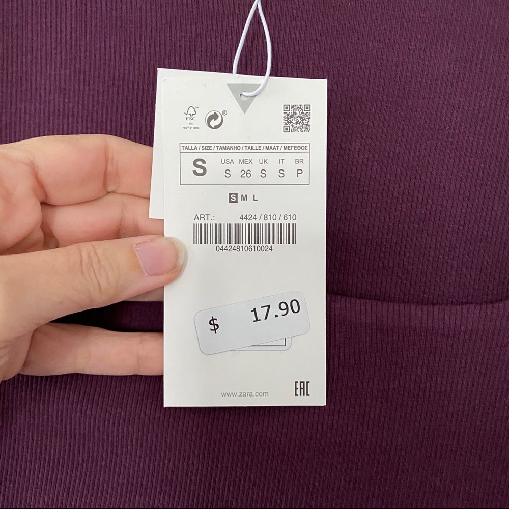 ZARA Square Neck Shirt Size S NWT - Picture 4 of 5